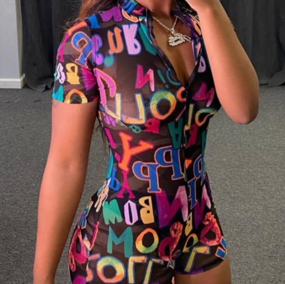 Women's multicolored Romper - Picture 1 of 2